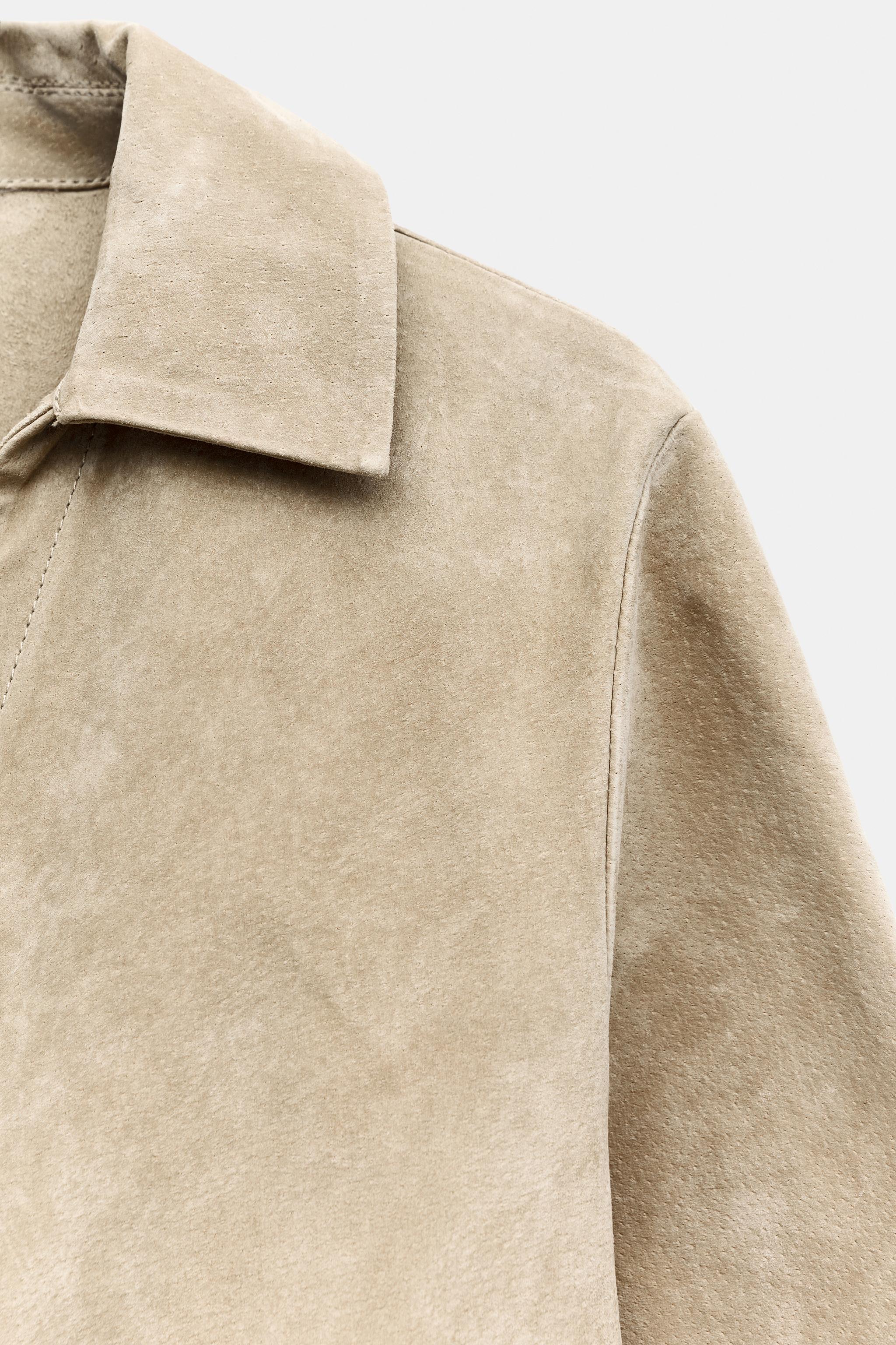 100% LEATHER POLO-COLLAR SHIRT